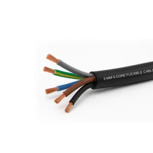 Flexible Cable 6mm 5 Core – Black (Per Meter)