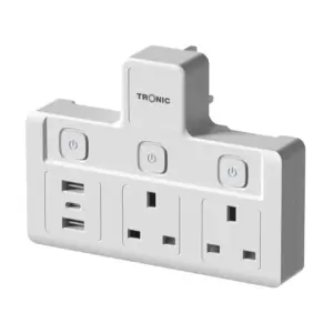 13A 3-Gang UK Socket Adaptor with USB & Type-C